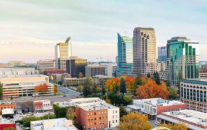 Sacramento cityscape representing economic development plan