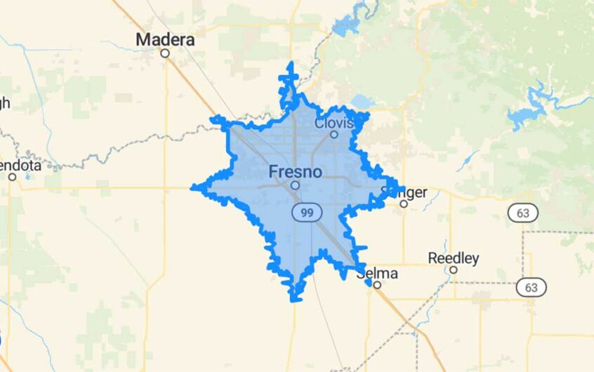 Fresno drive-time trade area map used in site selection strategy