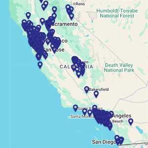 California market map with location points supporting site selection strategy